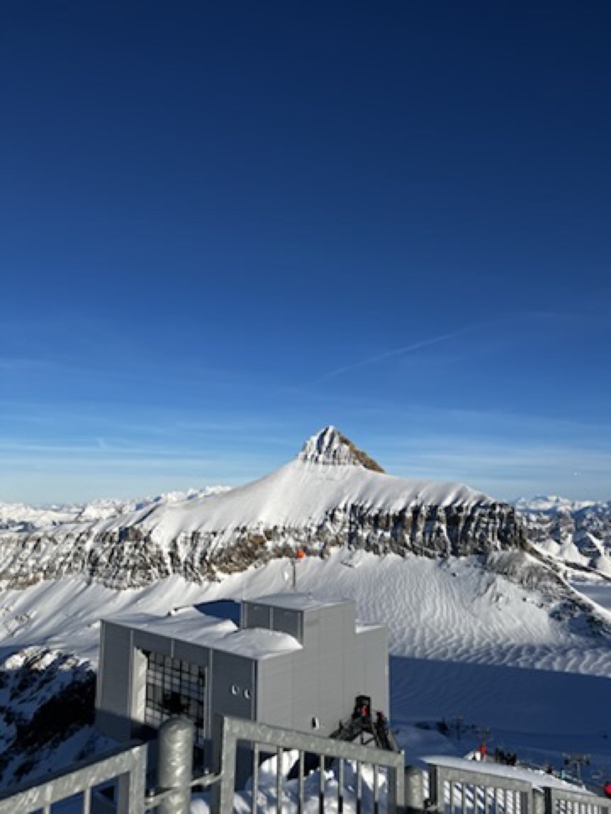 Snowy glacier peak view in Switzerland