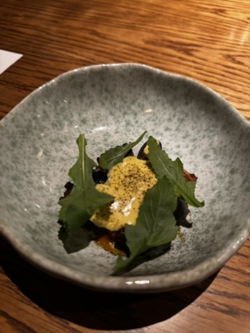 White fish course with bilimbi and colorful sauce at August Jakarta